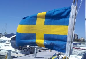 schwedische Gastlandflage auf Blue Peach